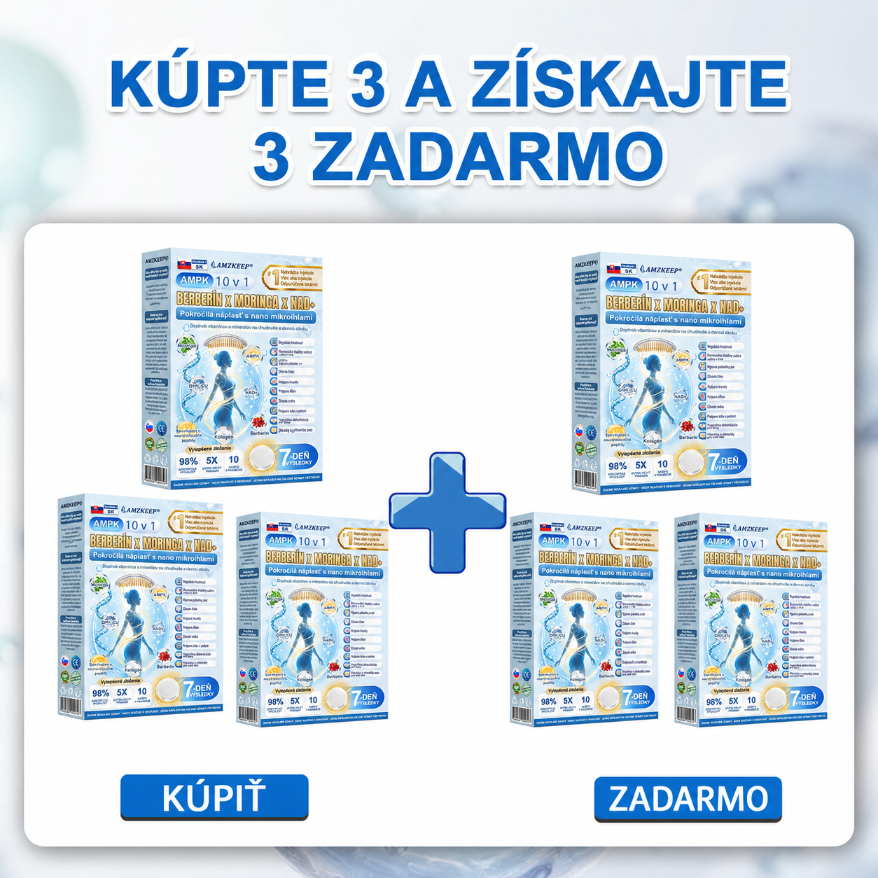 🇸🇰 AMZKEEP® Moringa · Berberín × NAD+ 10 v 1 — Nano mikroihličková náplasť pre podporu metabolizmu, energie a kontroly hmotnostiJedna náplasť denne · Podpora chuti do jedla, pokožky, spánku a každodennej vitality