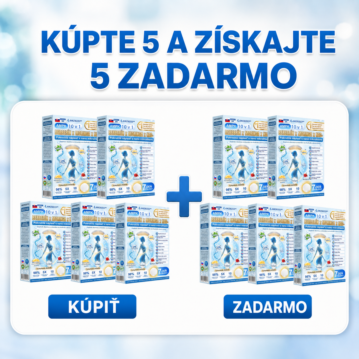 🇸🇰 AMZKEEP® Moringa · Berberín × NAD+ 10 v 1 — Nano mikroihličková náplasť pre podporu metabolizmu, energie a kontroly hmotnostiJedna náplasť denne · Podpora chuti do jedla, pokožky, spánku a každodennej vitality